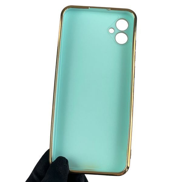 Чохол для Samsung Galaxy A04e SM-A042F глянсовий із золотою окантовкою із захистом камери на самсунг а04е бірюзовий 0000010 фото
