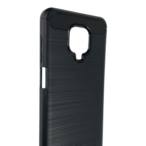Чехол для телефона Xiaomi Redmi Note 9S карбоновый противоударный с высокими бортами черный 0052400 фото