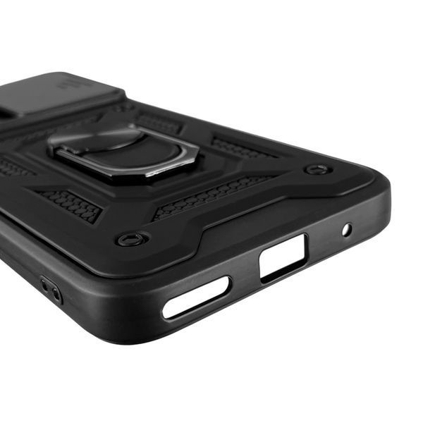 Чехол для Motorola G Play 4G (2024) бронированный с кольцом со шторкой на камеру на моторола г плей чёрный 0008317 фото
