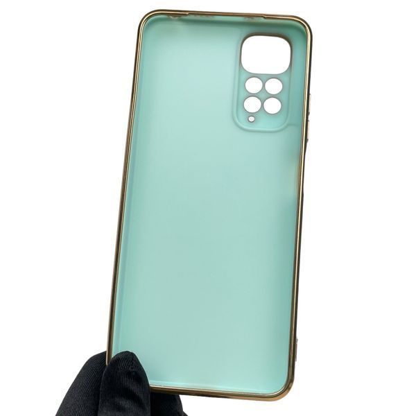 Чохол для Xiaomi Redmi Note 11 4G глянсовий із золотою окантовкою із захистом камери на сяомі редмі нот 11 бірюзовий 0001876 фото