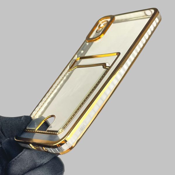 Чехол для Xiaomi Redmi 9A с золотой окантовкой с карманом для карт на сяоми редми 9а золотой 0013136 фото