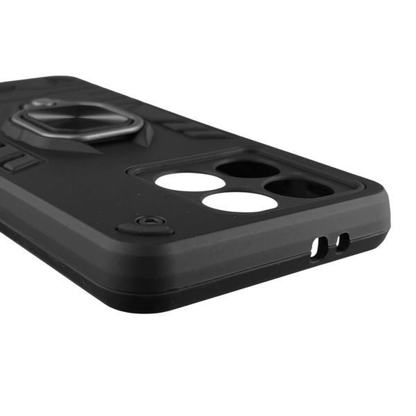Чохол для телефона Xiaomi Poco F6 Pro броньований з магнітним кільцем-тримачем на сяомі поко ф6 про чорний 0025798 фото