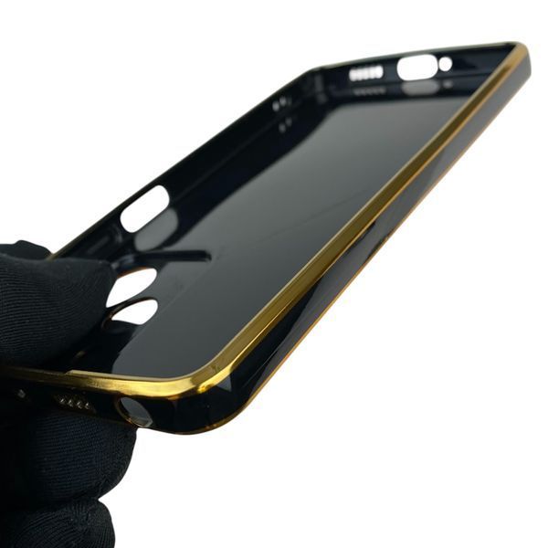 Чехол для Xiaomi POCO X5 Pro 5G с кольцом-подставкой с золотой окантовкой на поко х5 про черный gs1 0020775 фото