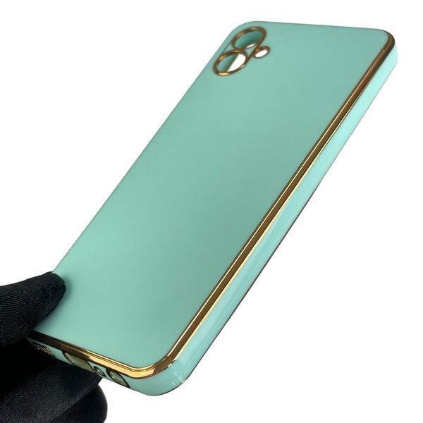 Чохол для Samsung Galaxy A04e SM-A042F глянсовий із золотою окантовкою із захистом камери на самсунг а04е бірюзовий 0000010 фото