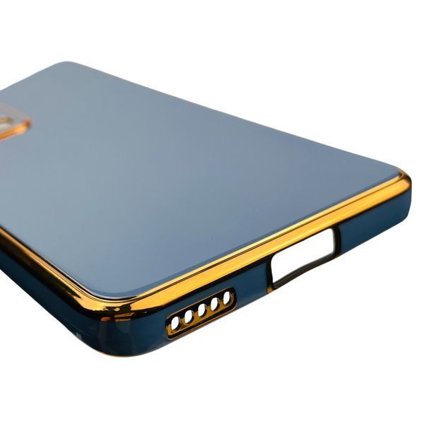 Чохол для Xiaomi 13 Lite глянсовий із золотою окантовкою із захистом камери на сяомі 13 лайт синій 0000110 фото
