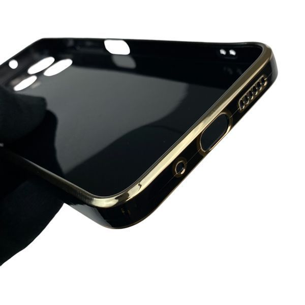 Чехол для Xiaomi Redmi 12 4G с кольцом MagSafe с золотой окантовкой на редми 12 черный gs1 0022543 фото