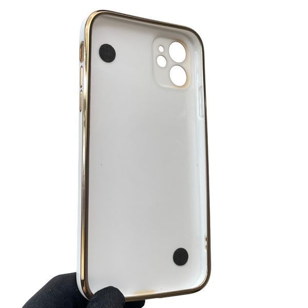 Чехол для телефона Apple iPhone 11 женский с ремешком на подарок с украшениями и золотой окантовкой белый gs1 0016183 фото