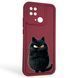 Чохол силіконовий оригінальний Soft Touch з 3D принтом злого кота для Xiaomi Redmi 10C бордовий (Повний захист камери) 0046628 фото 1