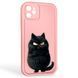 Чехол силиконовый Soft Touch с 3D принтом злой котик для Apple iPhone 11 розовый (Полная защита камеры) 0047151 фото 1
