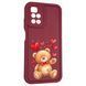 Чехол силиконовый оригинальный Soft Touch с 3D принтом милый мишка для Xiaomi Redmi 10 бордовый (Полная защита камеры) 0043615 фото 1