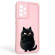 Чохол силіконовий оригінальний Soft Touch з 3D принтом злого кота для Samsung Galaxy A52 5G (SM-A526) рожевий (Повний захист камери) 0046529 фото