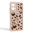 Чехол силиконовый Soft Touch с 3D принтом Кофе для Xiaomi Mi 11 Lite розовый (Полная защита камеры)