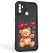 Чехол силиконовый оригинальный Soft Touch с 3D принтом милый мишка для Oppo A32 черный (Полная защита камеры)