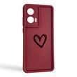 Чехол силиконовый Soft Touch с 3D принтом Сердце для Samsung Galaxy S23 Ultra (SM-S918B) бордовый (Полная защита камеры)