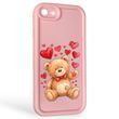Чохол силіконовий Soft Touch з 3D принтом милий ведмедик для Apple iPhone SE 2020 рожевий (Повний захист камери)