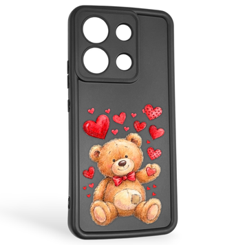 Чохол силіконовий оригінальний Soft Touch з 3D принтом милий ведмедик для Xiaomi Redmi Note 13 4G чорний (Повний захист камери) 0043832 фото