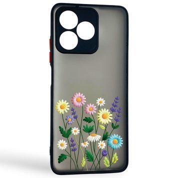 Чохол для телефона Realme Note 50 с 3D принтом польові квіти із захистом камери чорний 0059279 фото