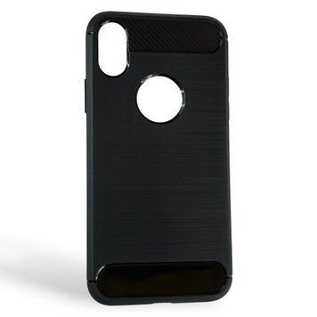 Чохол для телефона Apple iPhone X карбоновий протиударний з високими бортами чорний 0051738 фото