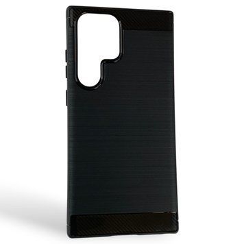 Чехол для телефона Samsung Galaxy S23 Ultra (SM-S918B) карбоновый противоударный с высокими бортами черный 0052230 фото