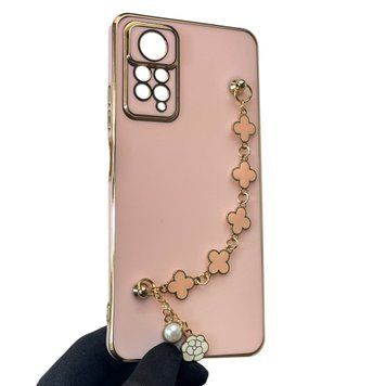 Чехол для телефона Xiaomi Redmi Note 12 Pro 4G женский с ремешком и украшениями и золотой окантовкой на сяоми редми нот 12 про 4г пудровый gs1 0016361 фото