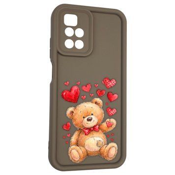 Чехол силиконовый оригинальный Soft Touch с 3D принтом милый мишка для Xiaomi Redmi 10 коричневый (Полная защита камеры) 0043616 фото