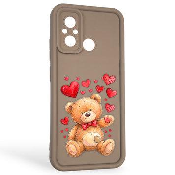 Чехол силиконовый оригинальный Soft Touch с 3D принтом милый мишка для Xiaomi Poco C55 коричневый (Полная защита камеры) 0043651 фото