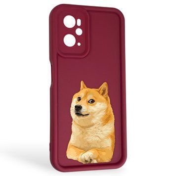 Чохол силіконовий Soft Touch з 3D принтом мему сібу для OPPO A76 бордовий (Повний захист камери) 0048288 фото