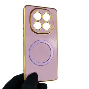 Чехол для Xiaomi Redmi Note 14 Pro Plus с кольцом MagSafe с золотой окантовкой редми нот 14 про плюс черничный gs1 0021786 фото