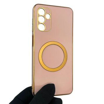 Чехол для Samsung Galaxy A04s SM-A047F с кольцом MagSafe с золотой окантовкой на самсунг а04с пудровый gs1 0022307 фото