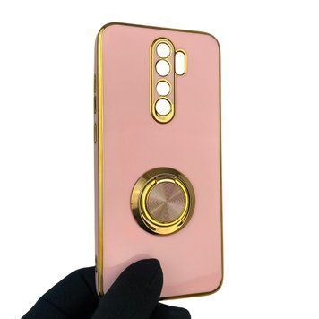 Чехол для Xiaomi Redmi Note 8 Pro с кольцом-подставкой с золотой окантовкой на редми нот 8 про пудровый gs1 0020916 фото