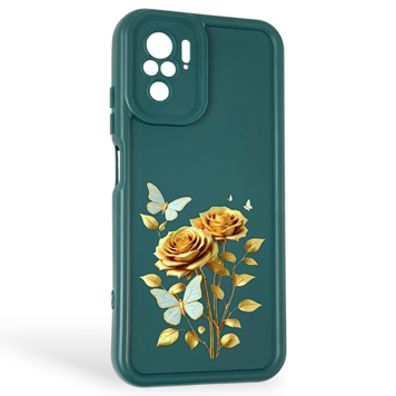 Чехол силиконовый Soft Touch с 3D принтом женским для Xiaomi Redmi Note 10 темно-зеленый (Полная защита камеры) 0043036 фото