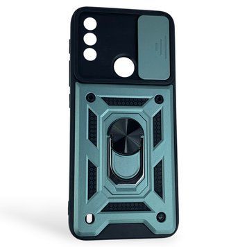 Чохол протиударний для Motorola Moto E7i Power з магнітною пластиною зі шторкою на камері зелений 0050945 фото