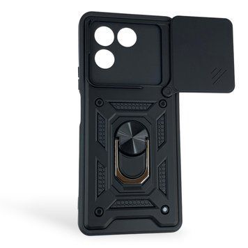 Чехол противоударный для Tecno Pova 7 (LJ7) с магнитной пластиной со шторкой на камере черный 0050756 фото