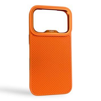 Чехол Kajsa Glamorous Mini Checkered для iPhone 18 Pro оранжевый Orange Plus (MagSafe, металлическое кольцо камеры, премиум) 0062123 фото