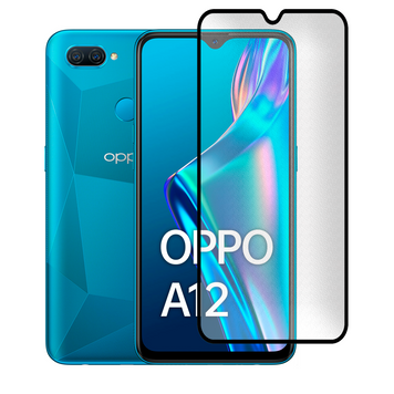 Захисне скло МАТОВЕ для телефона OPPO A12 протиударне повноекранне на оппо а12 чорне 0039007 фото