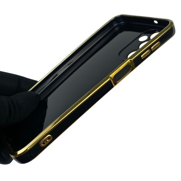Чехол для Samsung Galaxy A14 5G SM-A146 с кольцом-подставкой с золотой окантовкой на самсунг а14 черный gs1 0021068 фото
