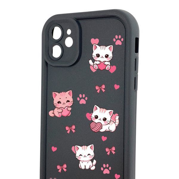 Чехол силиконовый Soft Touch с 3D принтом милые котики с лапками для Apple iPhone 11 черный (Полная защита камеры) 0059558 фото