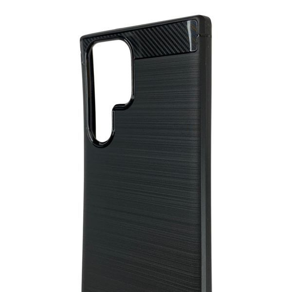 Чехол для телефона Samsung Galaxy S23 Ultra (SM-S918B) карбоновый противоударный с высокими бортами черный 0052230 фото