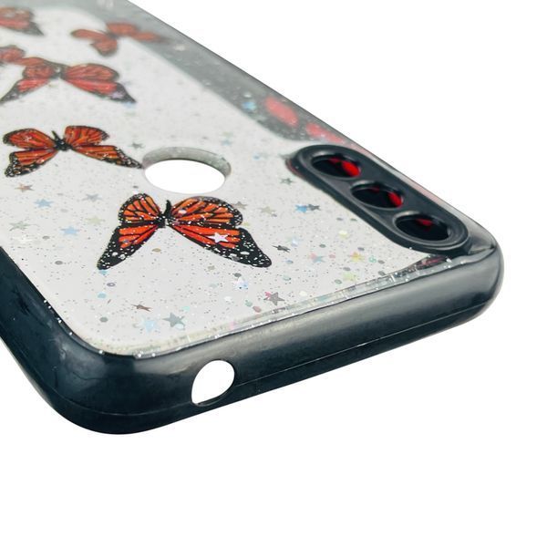 Чехол для Motorola Moto E7i Power с блёстками с бабочками на моторола е7и павер черный 0037802 фото