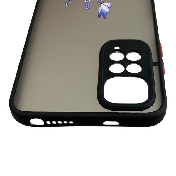 Чехол для телефона Xiaomi Redmi Note 11 4G с 3D принтом лаванда с бабочками с высокими бортами черный 0059329 фото