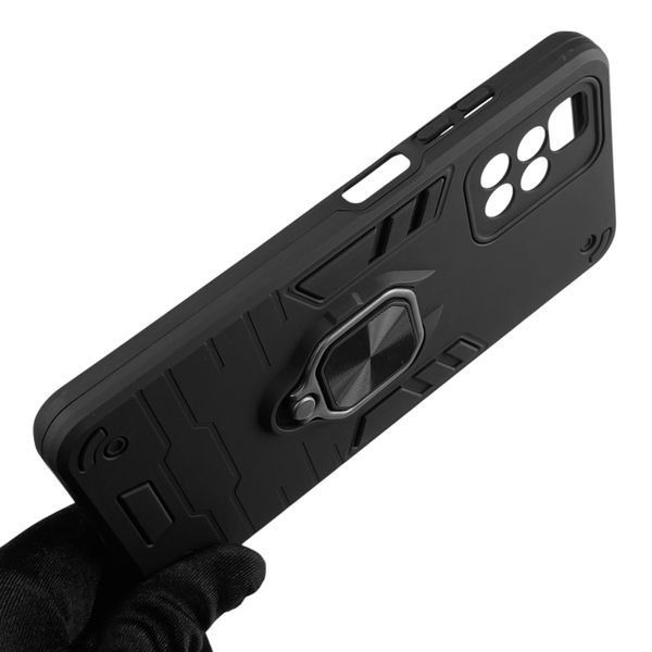 Чехол для телефона Xiaomi Redmi 10 (4G) бронированный с кольцом-держателем на сяоми редми 10 4г чёрный 0025800 фото