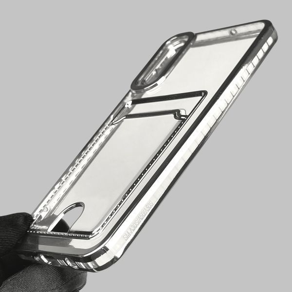 Чохол для Samsung Galaxy A50 (SM-A505F) зі срібною окантовкою з кишенькою для карток на самсунг а50 срібний 0013206 фото