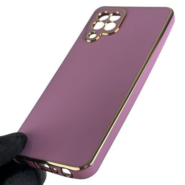 Чохол для Samsung Galaxy M32 4G (SM-M325F) із золотою окантовкою із захистом камери на самсунг m32 бузковий 0008294 фото