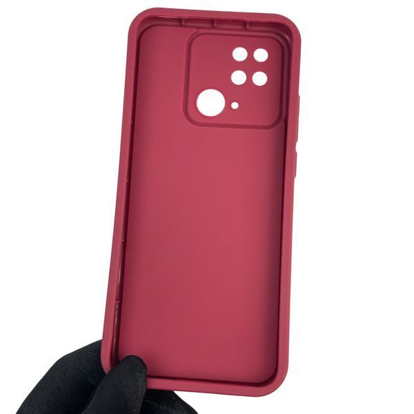 Чехол силиконовый оригинальный Soft Touch с 3D принтом злой котик для Xiaomi Poco C40 бордовый (Полная защита камеры) 0046629 фото