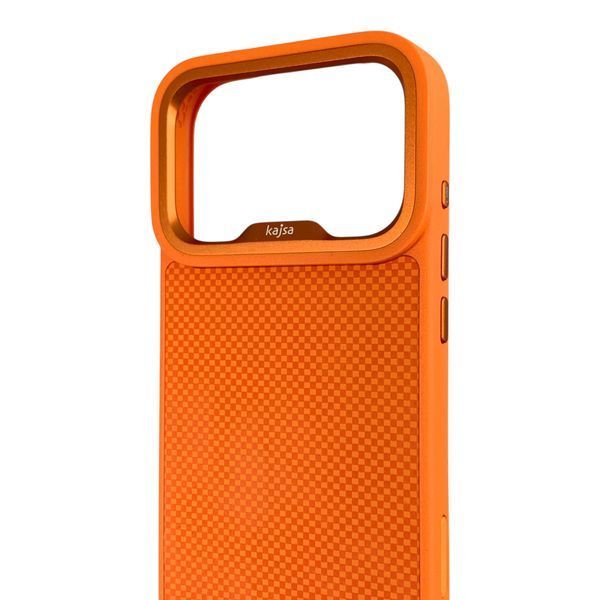 Чохол Kajsa Glamorous Mini Checkered для iPhone 18 Pro помаранчевий Orange Plus (MagSafe, металеве кільце камери, преміум) 0062123 фото