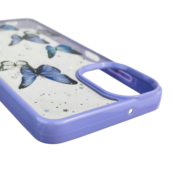 Чохол для Samsung Galaxy A06 (SM-A065) з блискітками з метеликами на самсунг а06 бузковий 0037599 фото