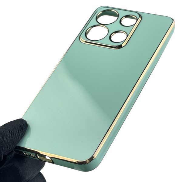 Чохол для Xiaomi Redmi Note 13 4G жіночий із золотою окантовкою із захистом камери на сяомі редмі нот 13 4г м'ятний 0012213 фото