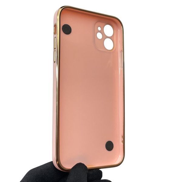 Чохол для телефона Apple iPhone 11 жіночій із ремінцем з прикрасами та золотою окантовкою на айфон 11 пудровий gs1 0016184 фото