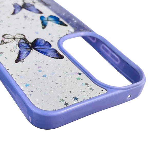 Чохол для Samsung Galaxy A35 5G (SM-A356B) з блискітками з метеликами на самсунг а35 5г бузковий 0037650 фото