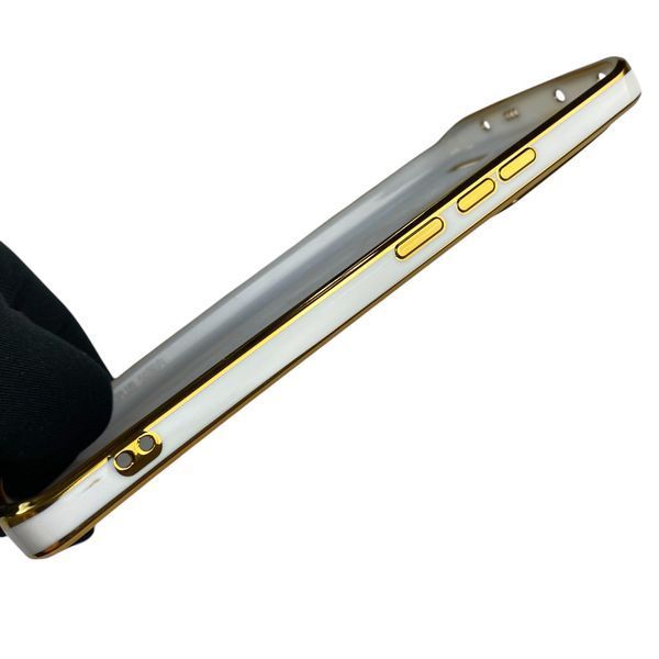 Чехол для Xiaomi Redmi Note 13 Pro Plus с кольцом MagSafe с золотой окантовкой редми нот 13 про плюс белый gs1 0021775 фото